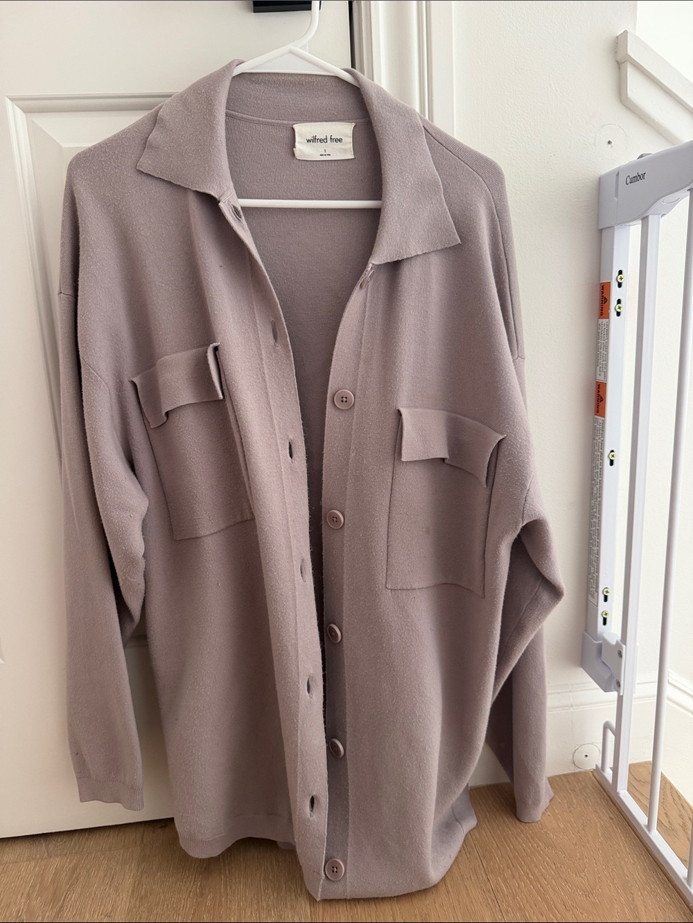 Wilfred Light Mauve/Taupe Knit Shirt Jacket with Front Flap Pocket